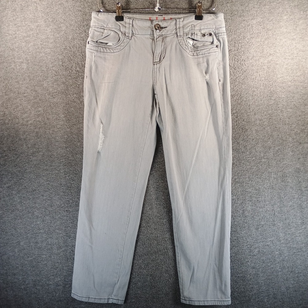 Elle‎ Jeans Women 30 x 25.5 Skinny Boyfriend Lightly Distressed Light Wash Studs